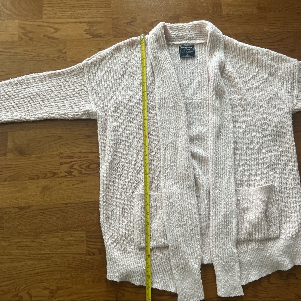 Abercrombie Cardigan Sweater Women Knit Open Pink Blush Shawl Collar Pockets M - Picture 4 of 6